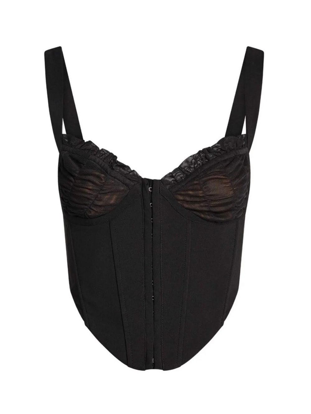 I.AM.GIA Black Lace-Trim Bustier Corset Top